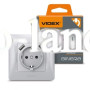 Розетка одинарная с заземлением и 2USB серебряный шелк Videx Binera 